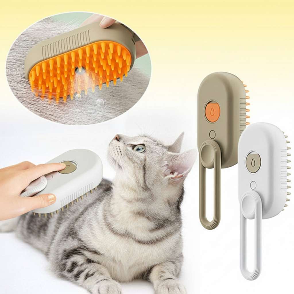 3-in-1 Cat Steam Grooming Brush & Massage Comb