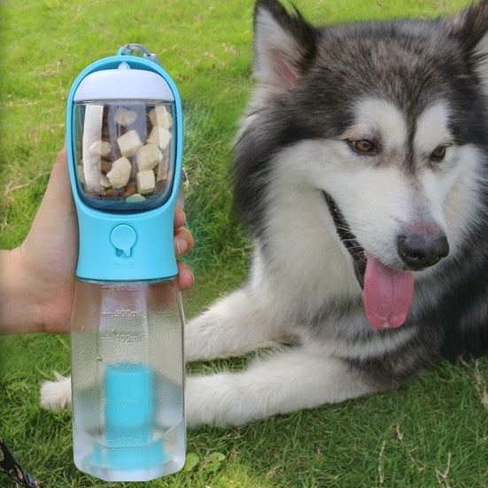 Portable 3-in-1 Pet Water Bottle – Feeder, Drinker & Poop Bag Dispenser
